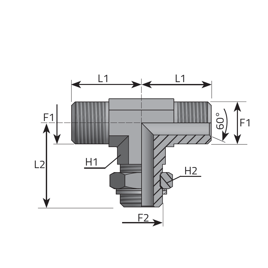 ADJUSTABLE TEE ADAPTER MALE BSPP - MALE BSPP -dup2-