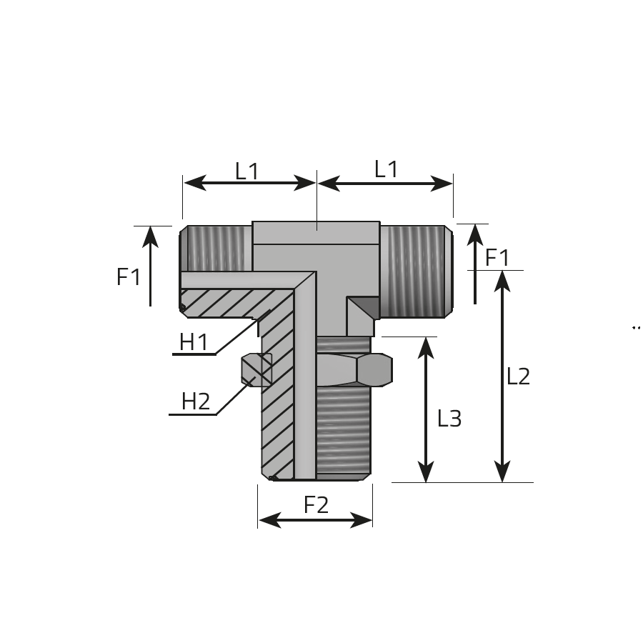 BRANCH TEE BULKHEAD ADAPTOR MALE ORFS - MALE ORFS