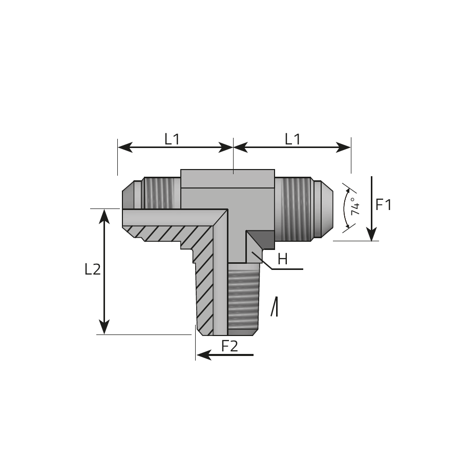 BRANCH TEE MALE JIC - MALE BSPT