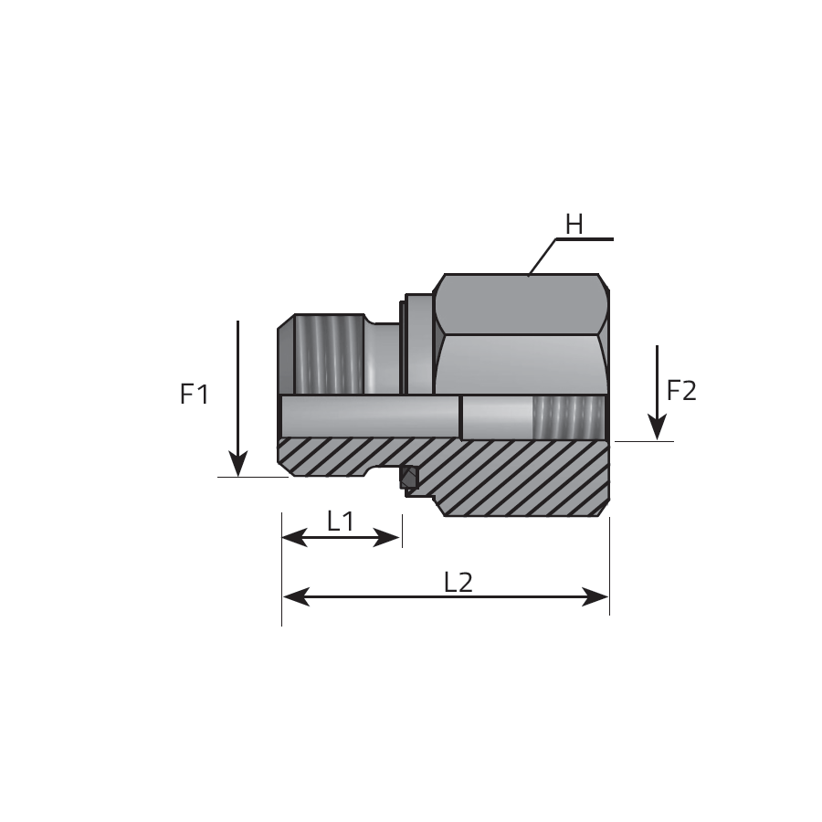 DIN CONNECTOR BSPP MALE - BSPP FEMALE