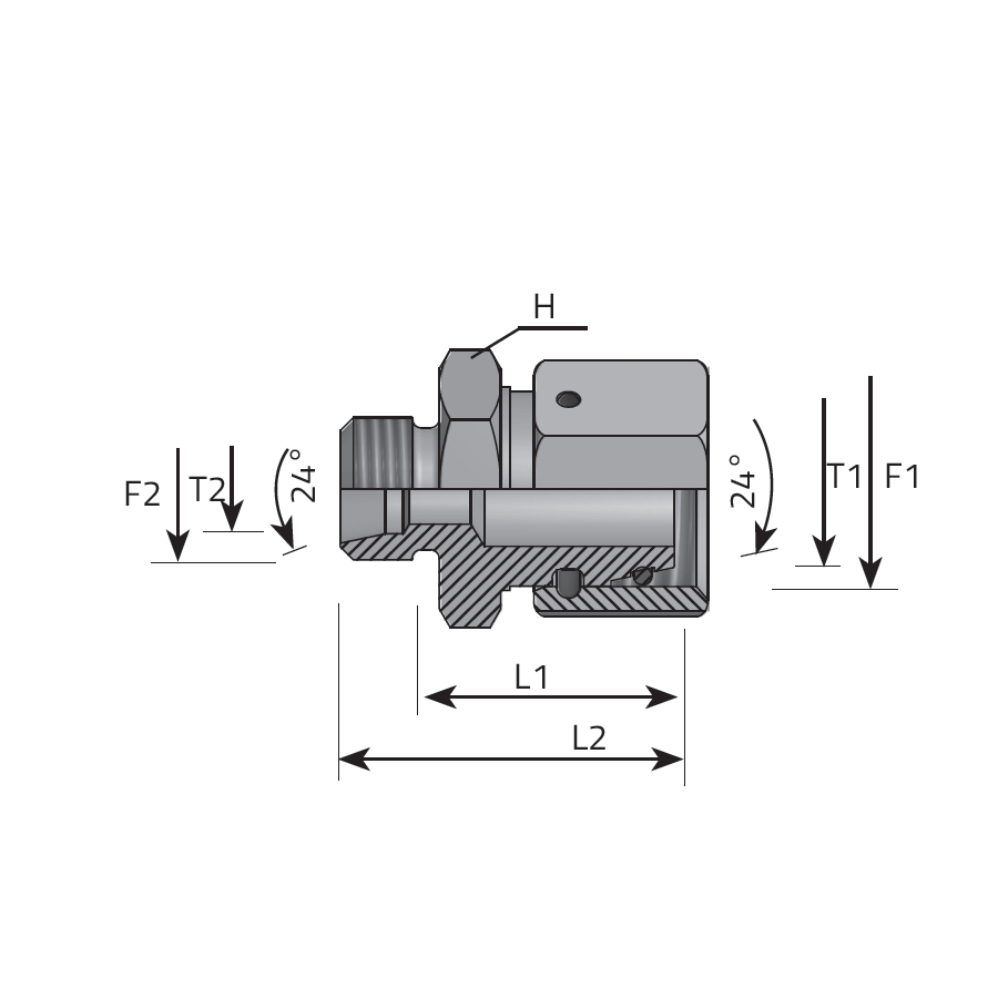 DIN FEMALE STANDPIPE REDUCER WITH O-RING-DIN MALE -  Vitillo