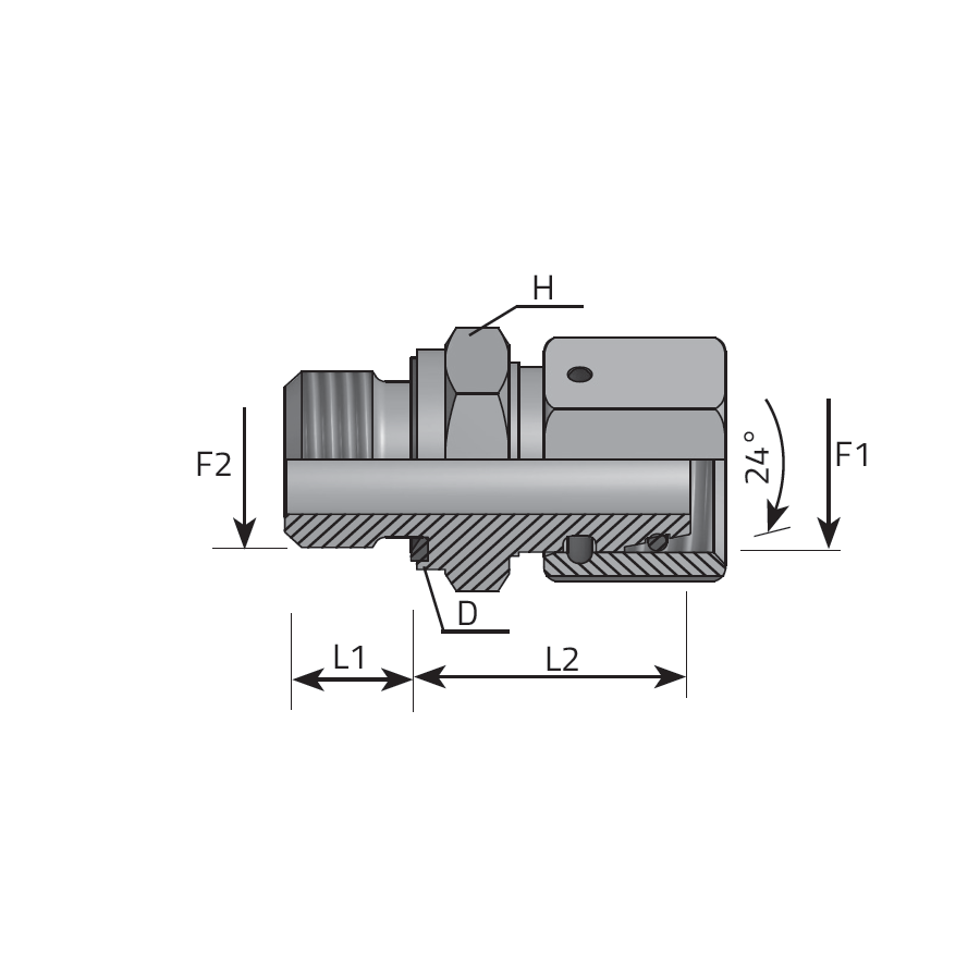 DIN FEMALE STUD ADAPTER-BSPP MALE FORM E