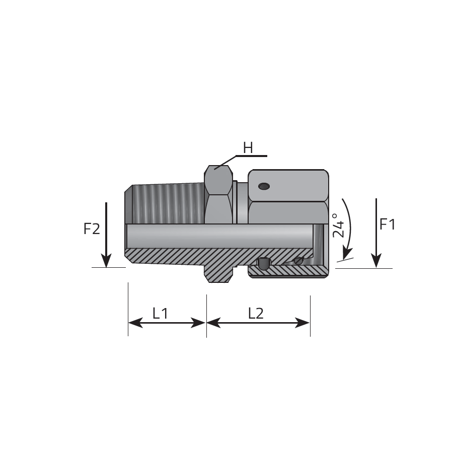 DIN FEMALE STUD ADAPTER-NPT MALE -  Vitillo