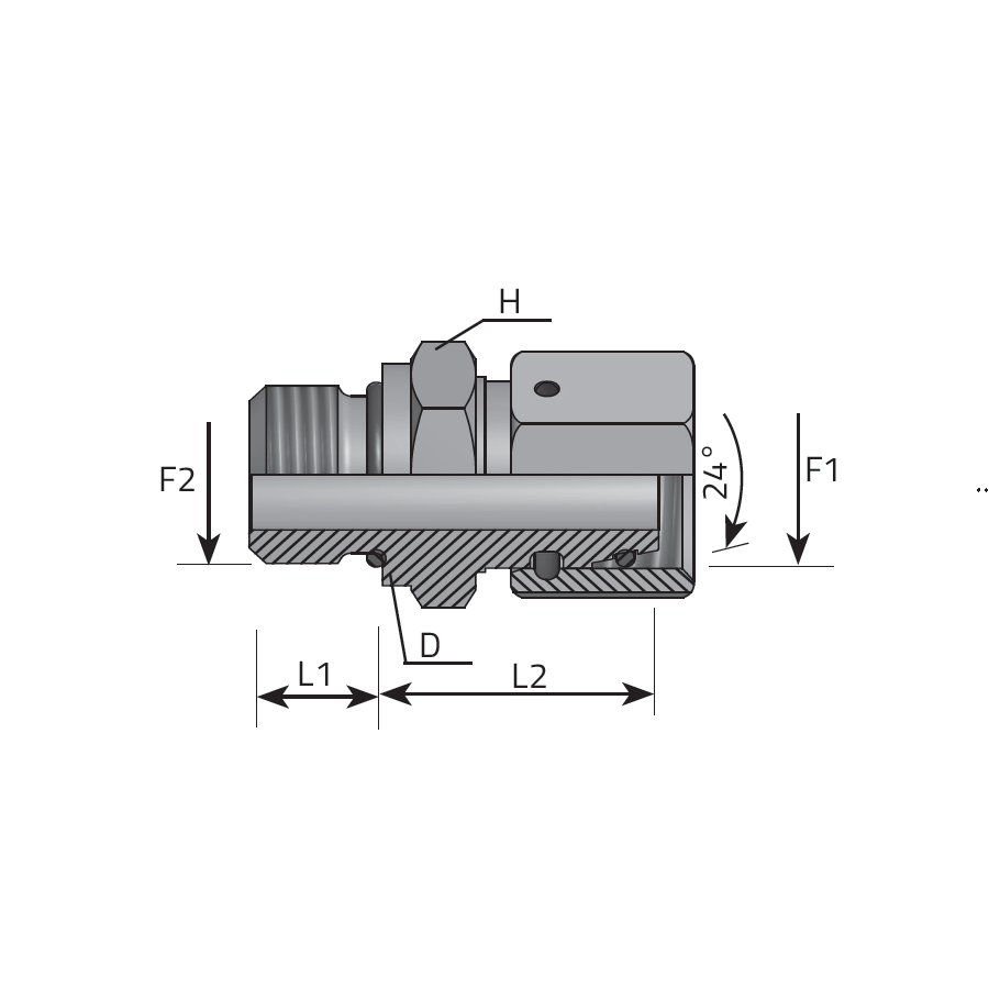 DIN FEMALE STUD ADAPTER-UNF MALE