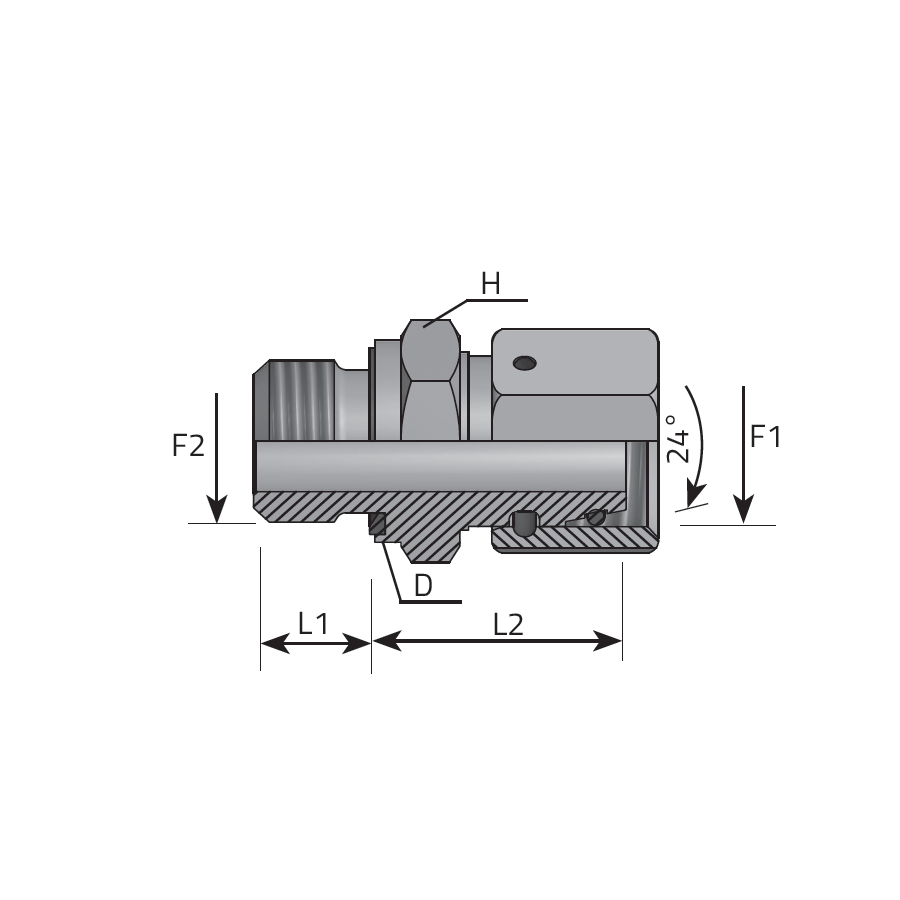 DIN FEMALE STUD ADPTER-METRIC FORM E -  Vitillo