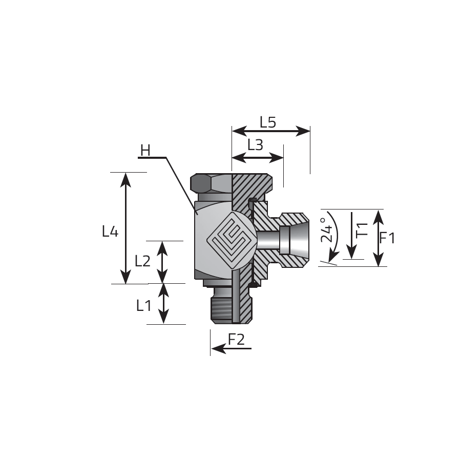 DIN MALE BANJO ELBOW - METRIC