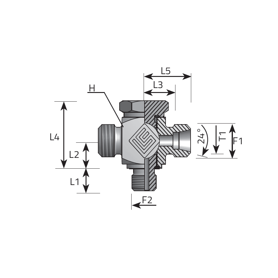DIN MALE BANJO TEE - METRIC
