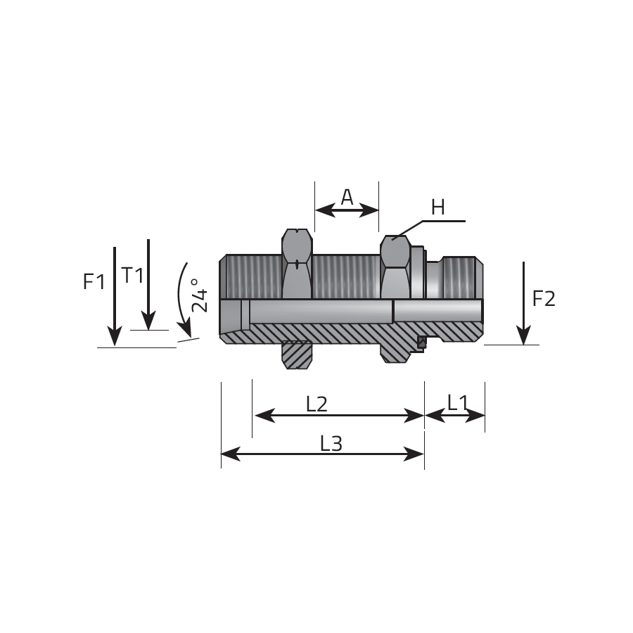 DIN MALE BULKHEAD CONNECTION - BSPP MALE FORM E -  Vitillo