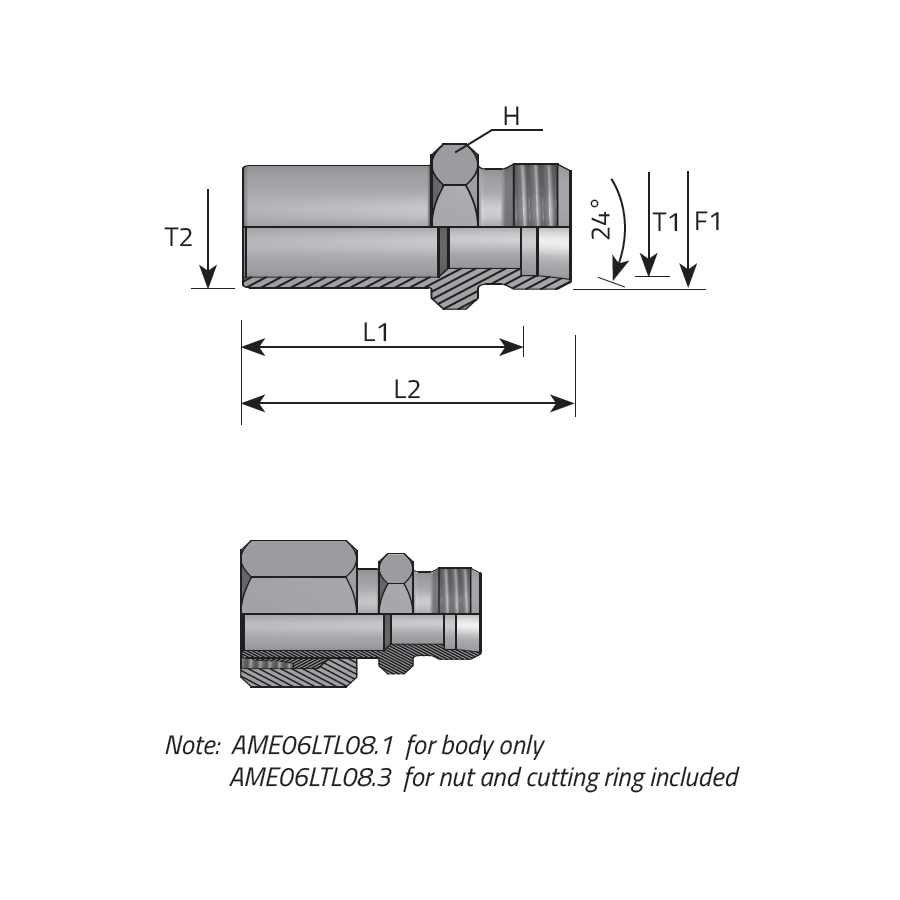 DIN MALE-DIN STANDPIPE TUBE REDUCER -  Vitillo