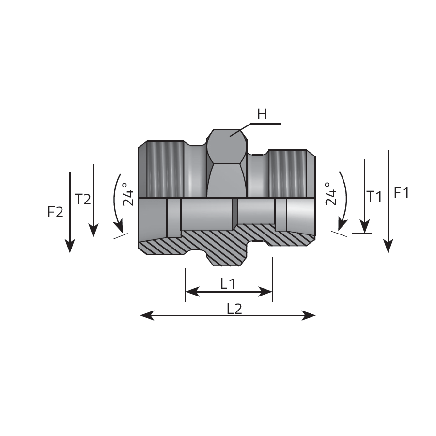 DIN MALE REDUCED COUPLING - DIN MALE