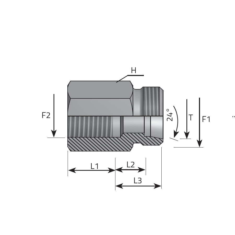 DIN MALE STUD COUPLING - BSPP FEMALE -  Vitillo