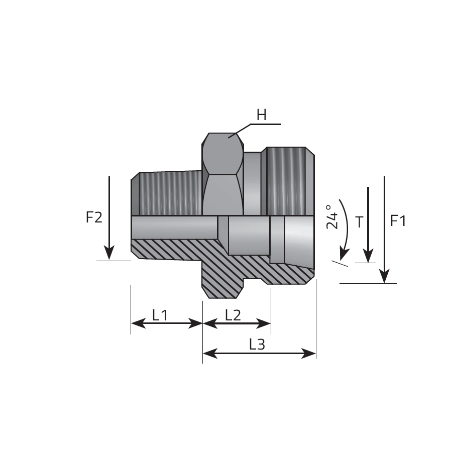 ADATTATORE DIRITTO MASCHIO DIN -MASCHIO GAS CONICO -  Vitillo