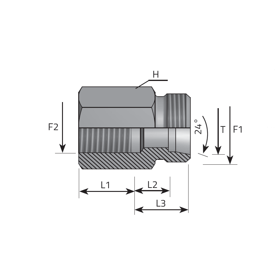 DIN MALE STUD COUPLING - METRIC FEMALE -  Vitillo