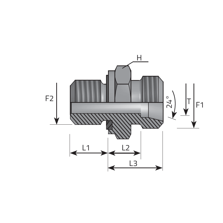 DIN MALE STUD COUPLING - METRIC MALE FORM E