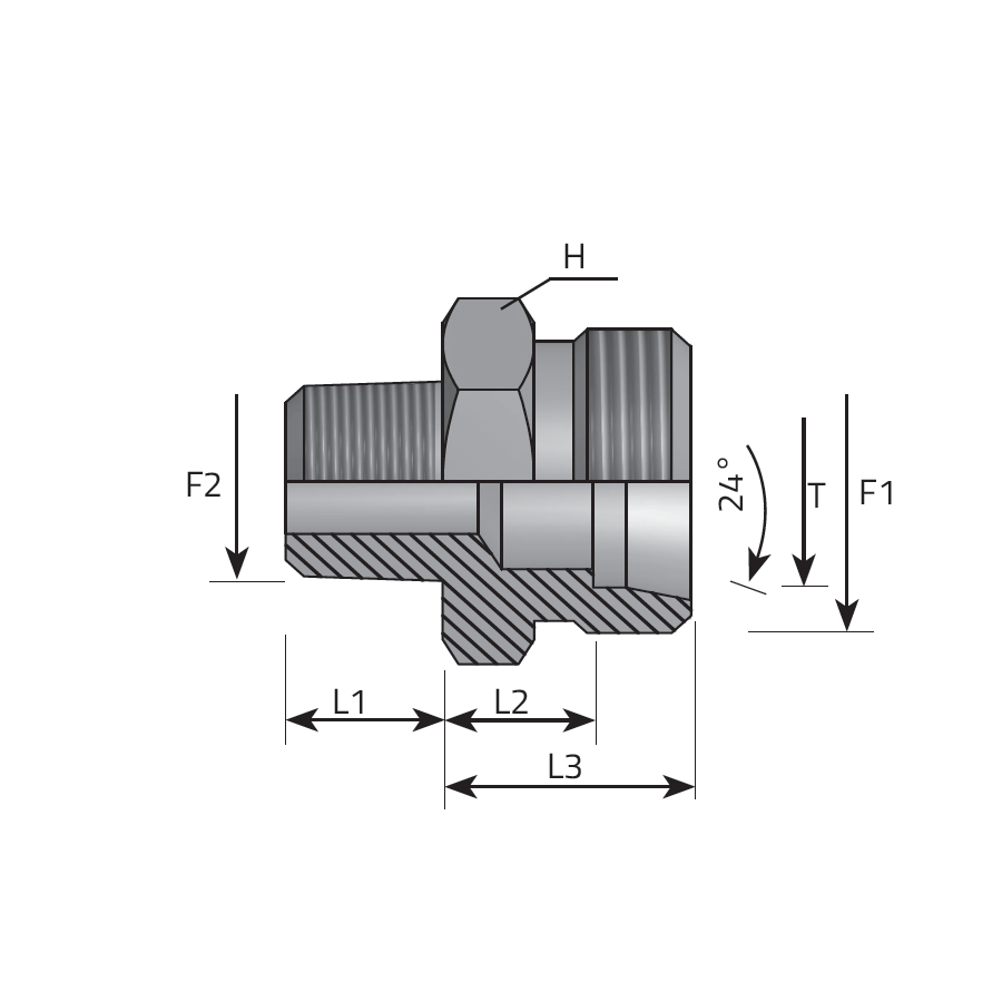 DIN MALE STUD COUPLING - METRIC TAPER MALE