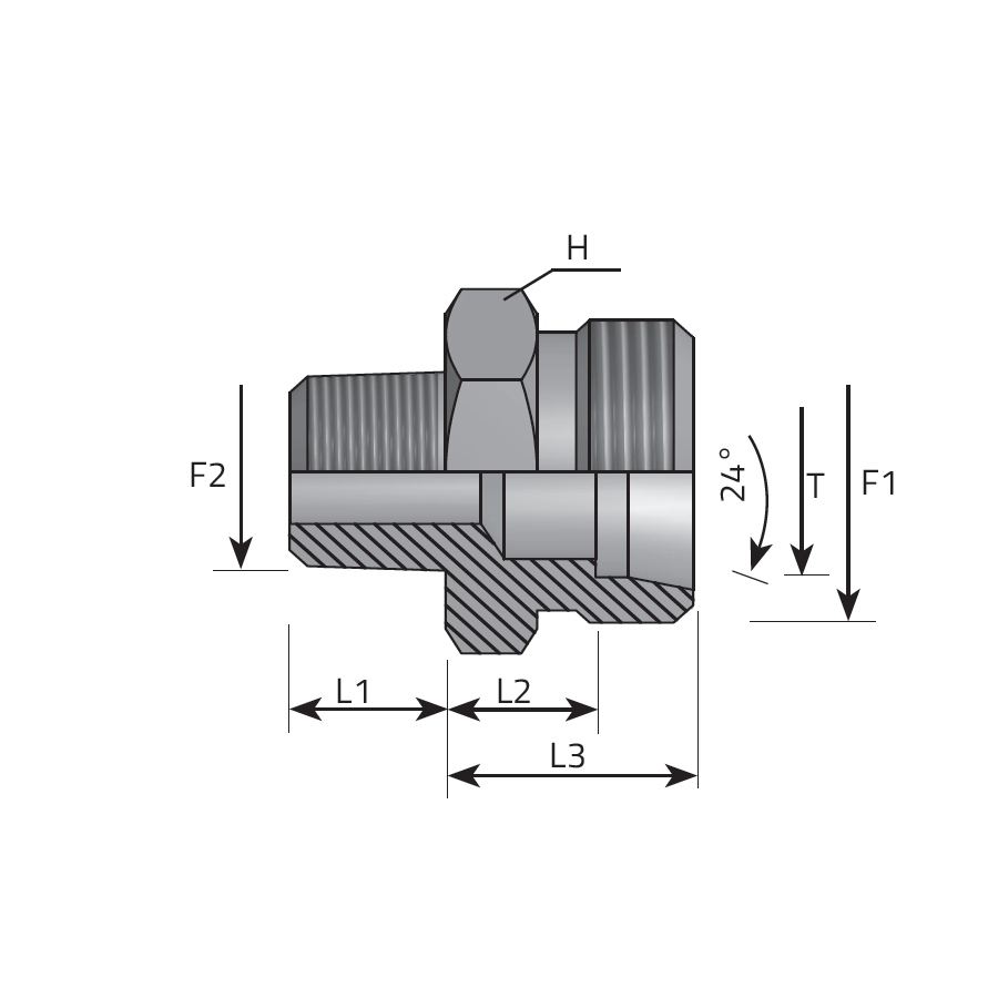 DIN MALE STUD COUPLING - NPT MALE -  Vitillo