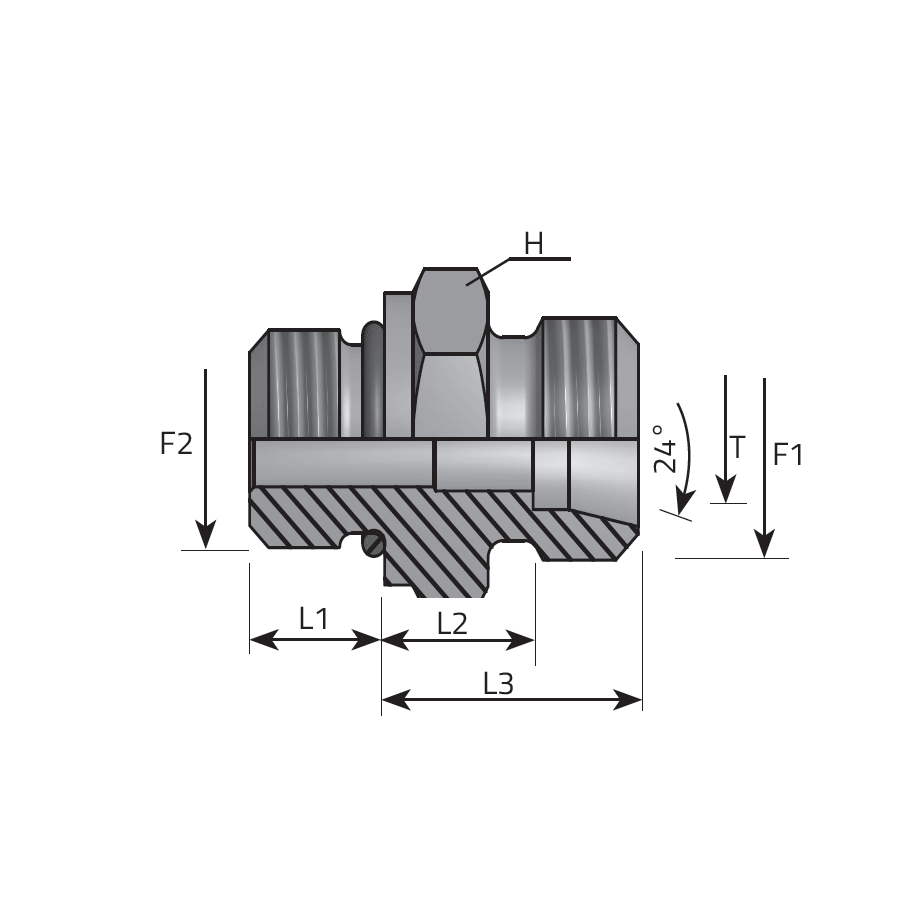 DIN MALE STUD COUPLING - UNF/UN MALE