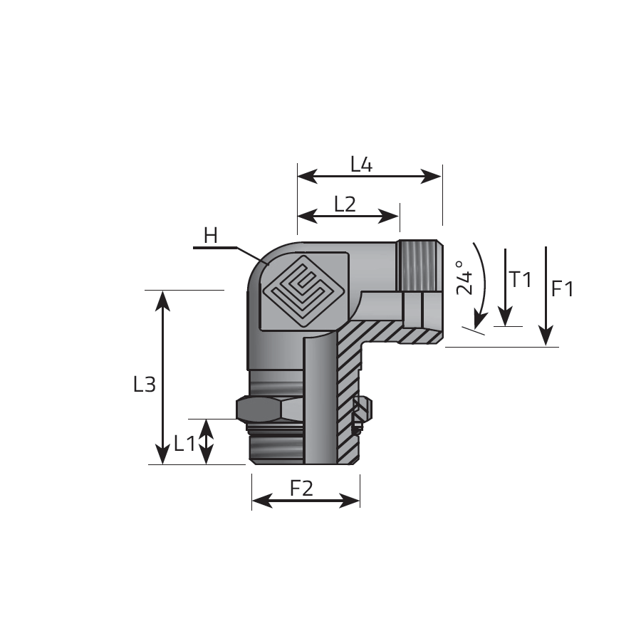 DIN MALE STUD ELBOW - BSPP MALE ADJUSTABLE