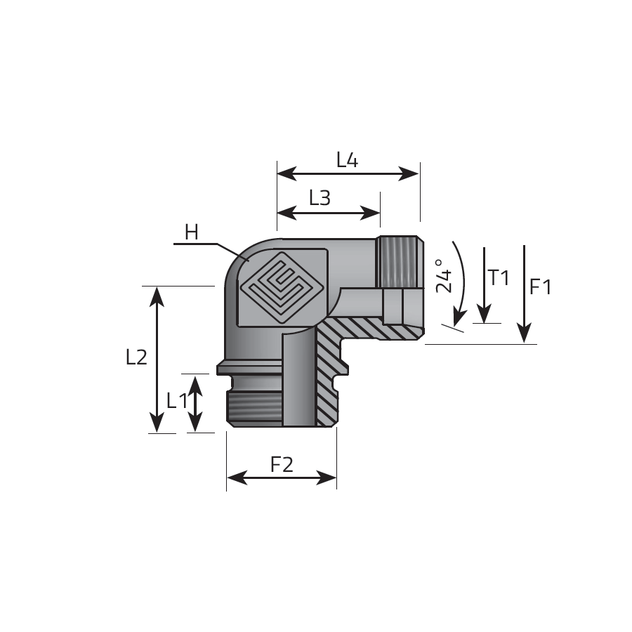 GOMITO 90° MASCHIO DIN - MASCHIO GAS CILINDRICO -  Vitillo