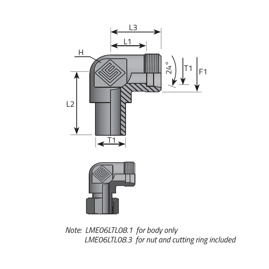 GOMITO 90° MASCHIO DIN - TUBO DIN -  Vitillo