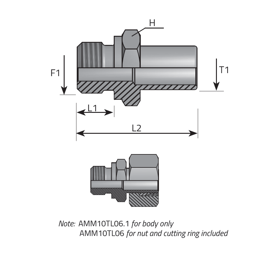 METRIC MALE FORM B - DIN STUD STANDPIPE -  Vitillo