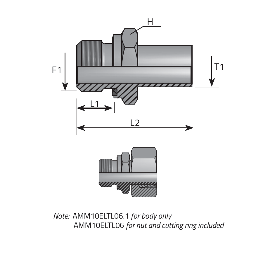 ADATTATORE DIRITTO MASCHIO METRICO  FORMA E DIN 3852 - TUBO DIN -  Vitillo