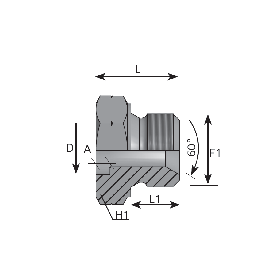 ADATTATORE DIRITTO A SALDARE - MASCHIO METRICO SV 60° CON TASCA -  Vitillo