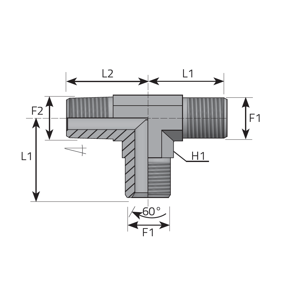 ADATTATORE “T” - MASCHIO GAS CILINDRICO SV 60°- MASCHIO GAS CONICO AL BRACCIO SV 60° -  Vitillo