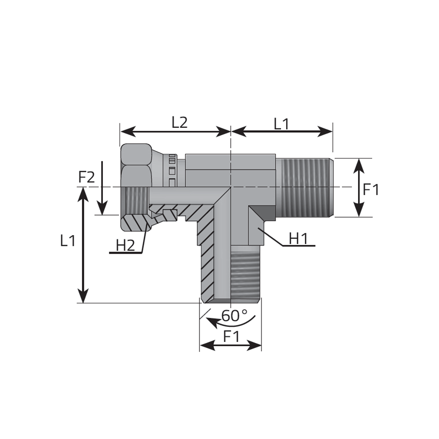 RUN TEE MALE BSPP - SWIVEL FEMALE BSPP -  Vitillo