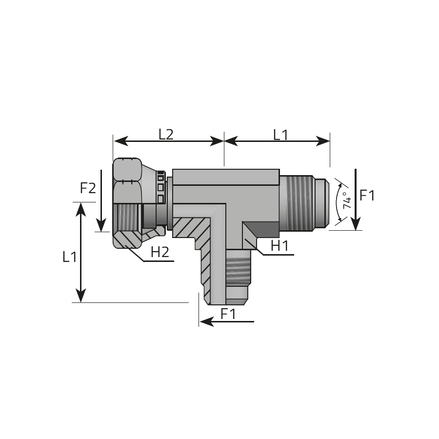 RUN TEE MALE JIC - SWIVEL FEMALE JIC -  Vitillo