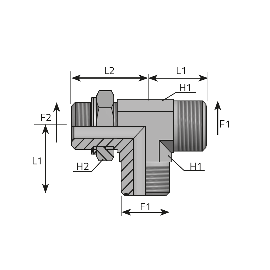 RUN TEE MALE ORFS - ADJUSTABLE MALE BSPP WITH WITH O-RING