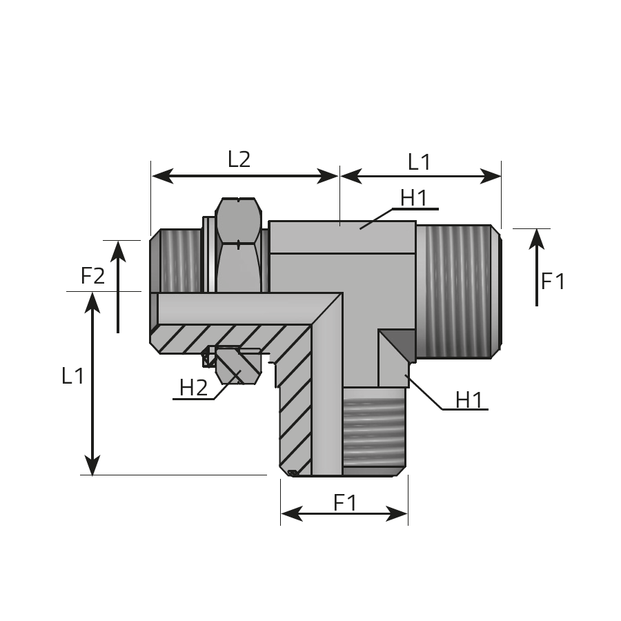 RUN TEE MALE ORFS - ADJUSTABLE METRIC MALE WITH O-RING