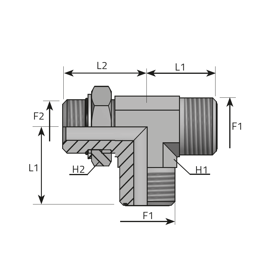 RUN TEE MALE ORFS - MALE UNF WITH O-RING