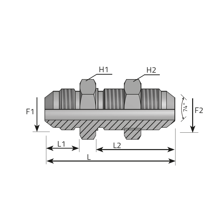 STRAIGHT BULKHEAD ADAPTOR MALE JIC - MALE JIC -  Vitillo