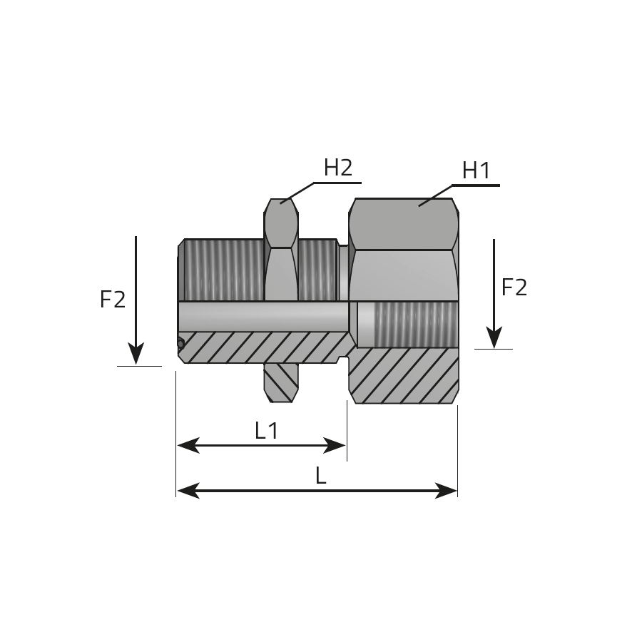 STRAIGHT BULKHEAD ADAPTOR MALE ORFS - FEMALE BSPP -  Vitillo