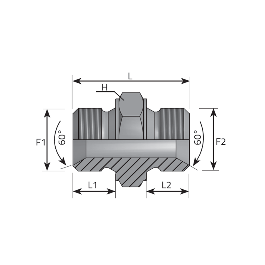 T ADAPTER ADJUSTABLE MALE BSPP - MALE BSPP - MALE BSPP -  Vitillo