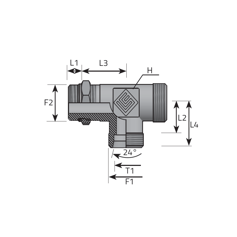 T ADAPTER BSPP MALE ADJUSTABLE/DIN MALE/DIN MALE