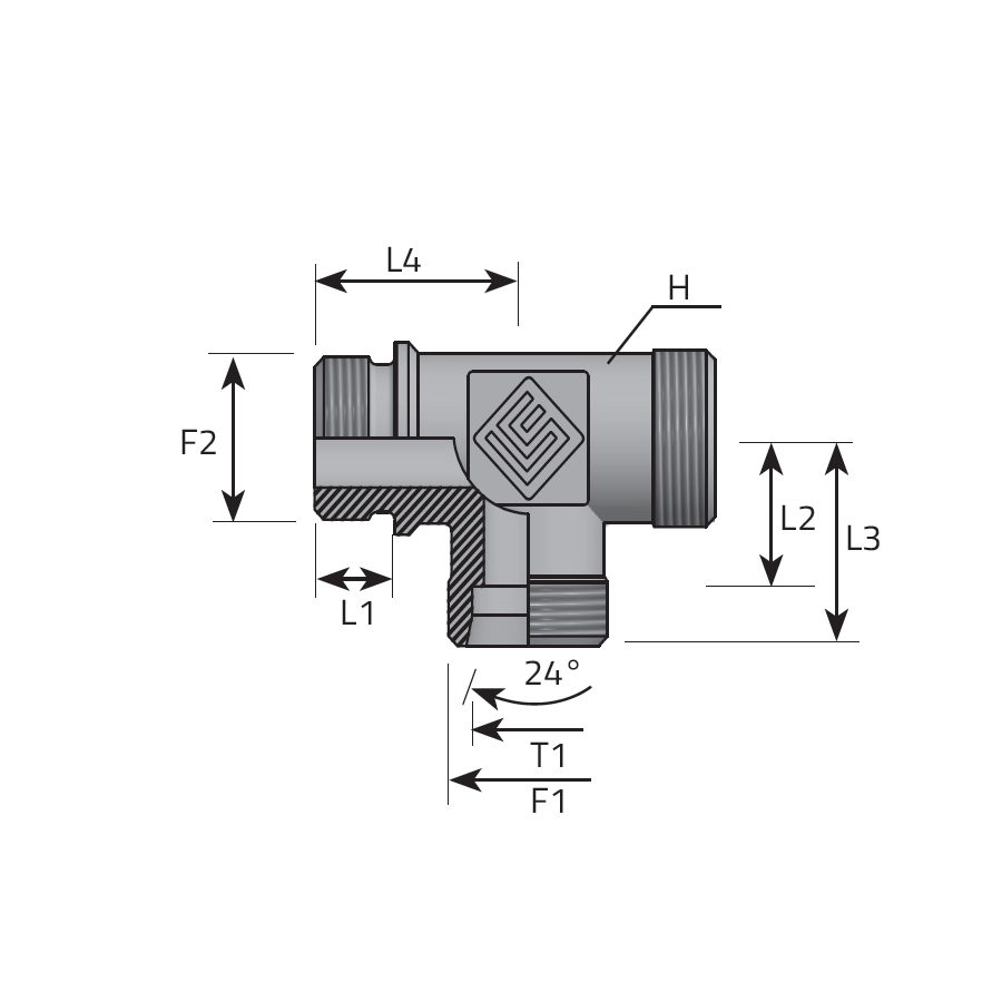 T ADAPTER BSPP MALE/DIN MALE/DIN MALE