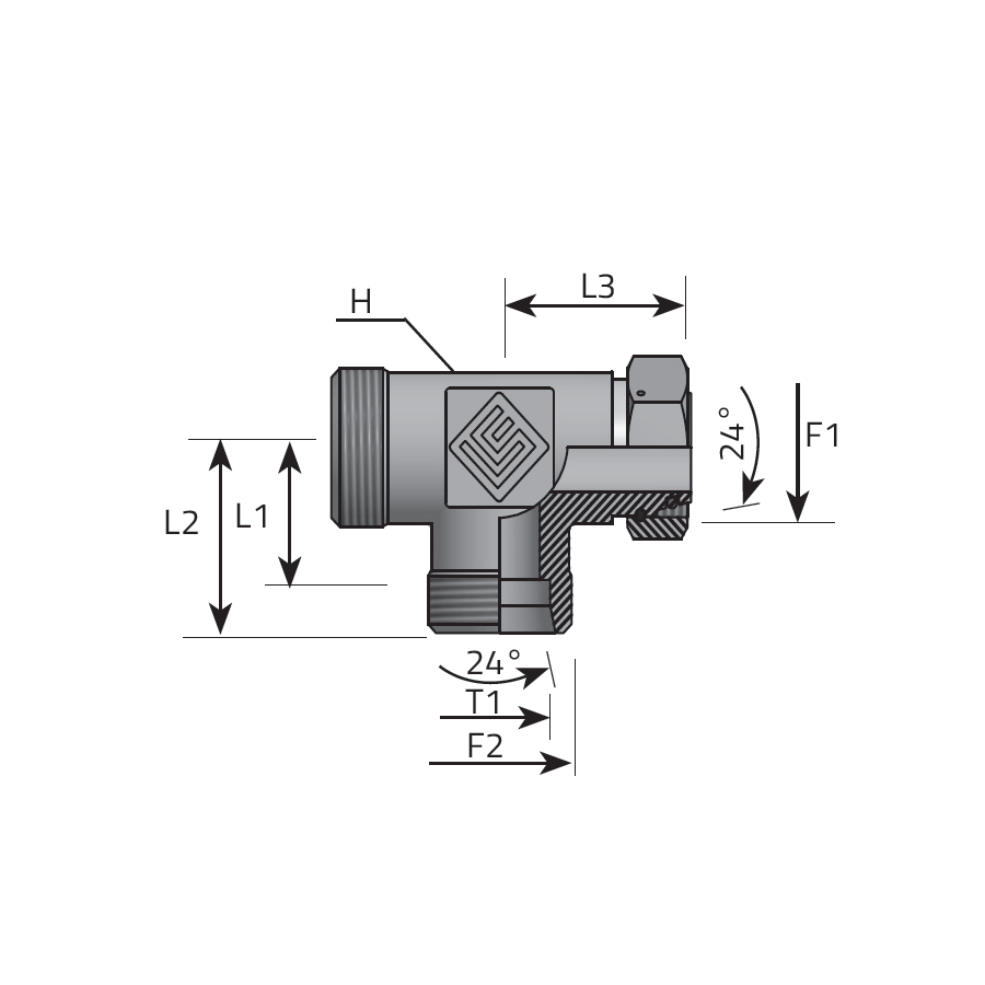 T ADAPTER DIN MALE/DIN FEMALE WITH O-RING/DIN MALE