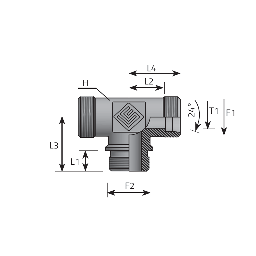 T ADAPTER DIN MALE/DIN MALE/BSPP MALE -  Vitillo