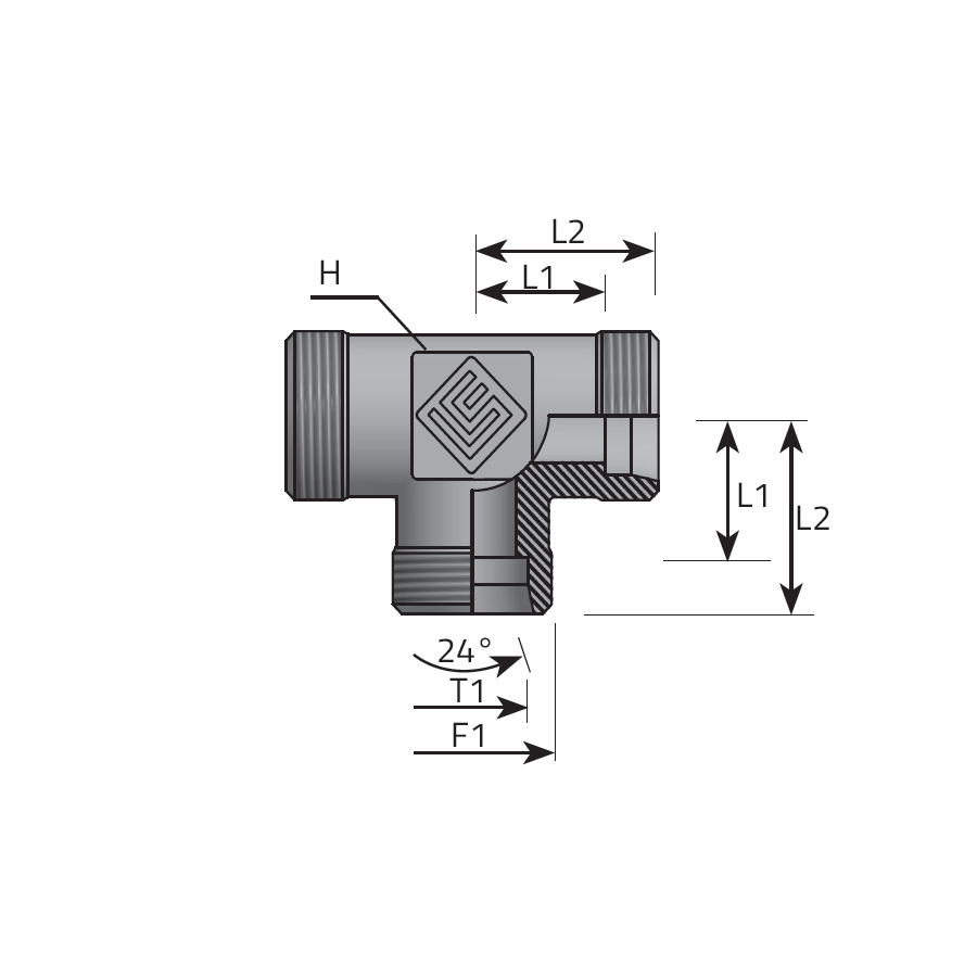 T ADAPTER DIN MALE/DIN MALE/DIN MALE
