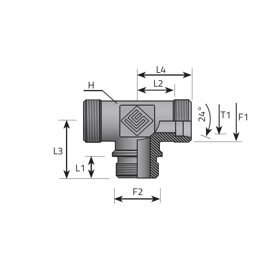 T ADAPTER DIN MALE/DIN MALE/METRIC MALE