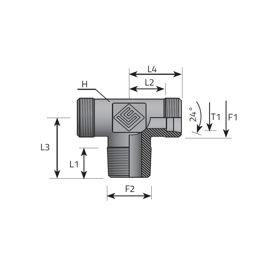 ADATTATORE T MASCHIO DIN - MASCHIO NPT AL PIEDE -  Vitillo