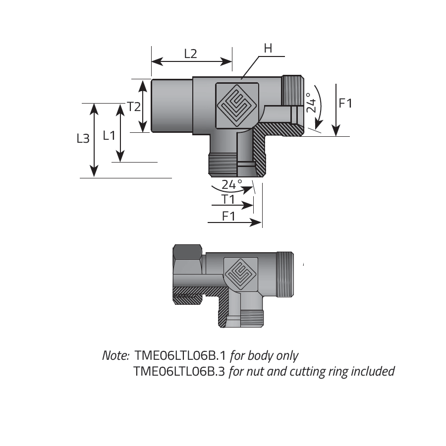 T ADAPTER DIN STANDPIPE/DIN MALE/DIN MALE