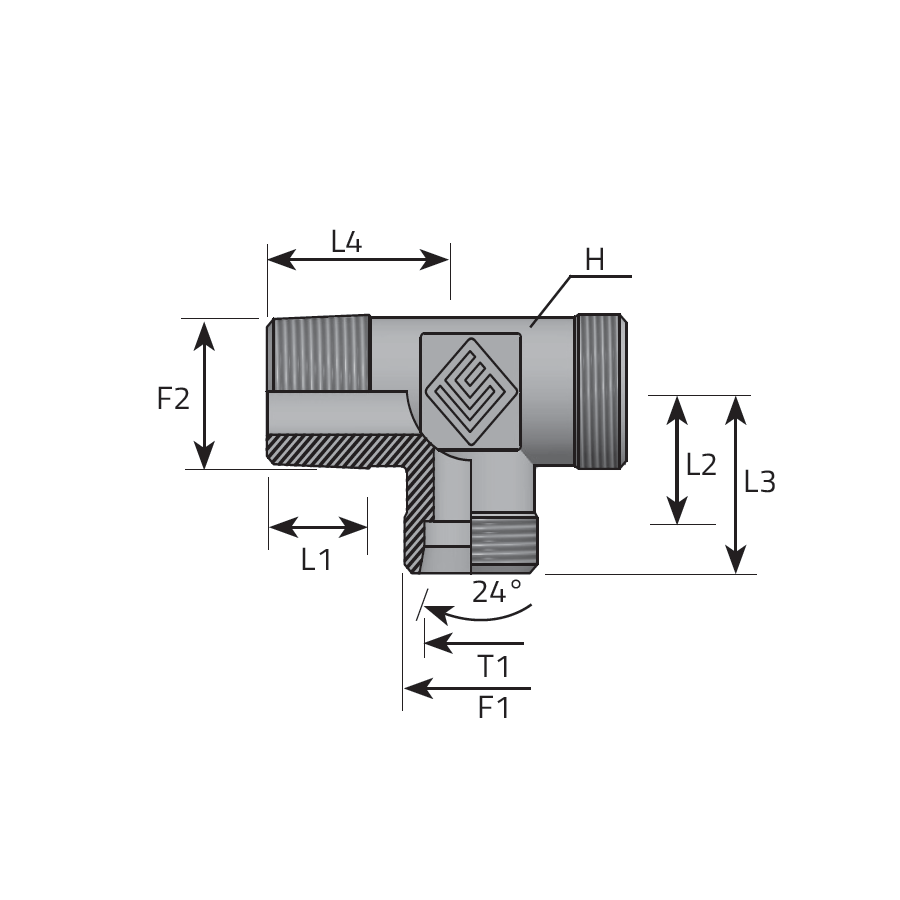 ADATTATORE T MASCHIO DIN - MASCHIO METRICO CONICO AL BRACCIO -  Vitillo