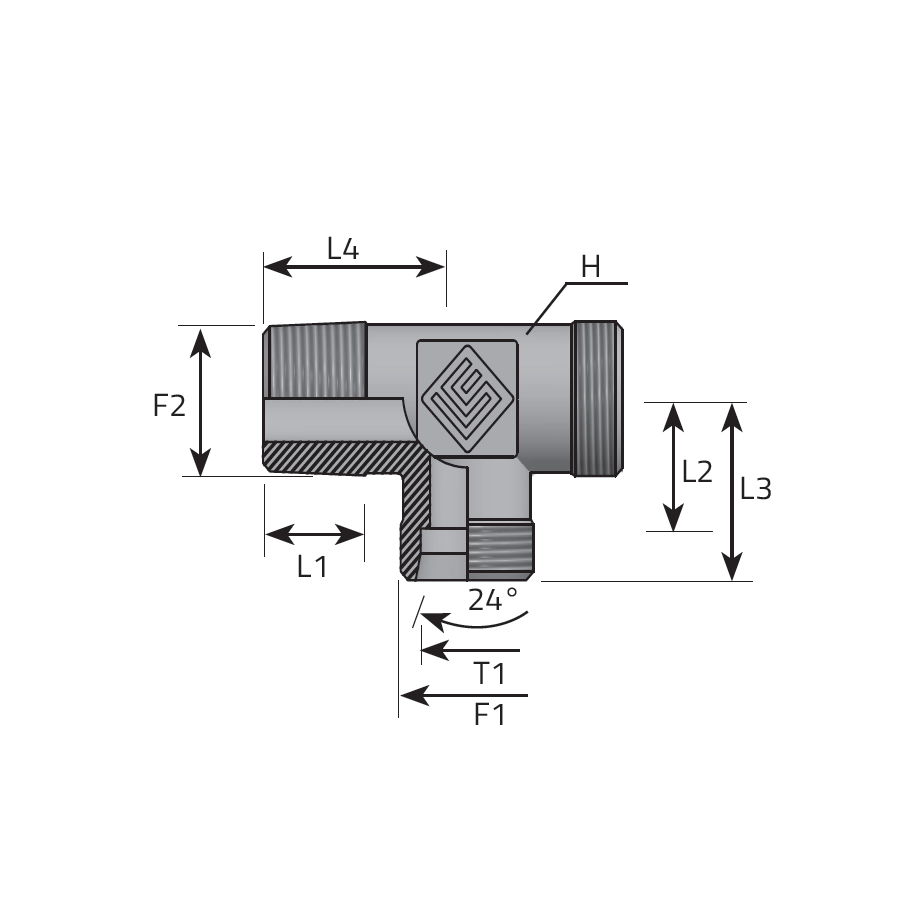 ADATTATORE T MASCHIO DIN - MASCHIO NPT AL BRACCIO -  Vitillo