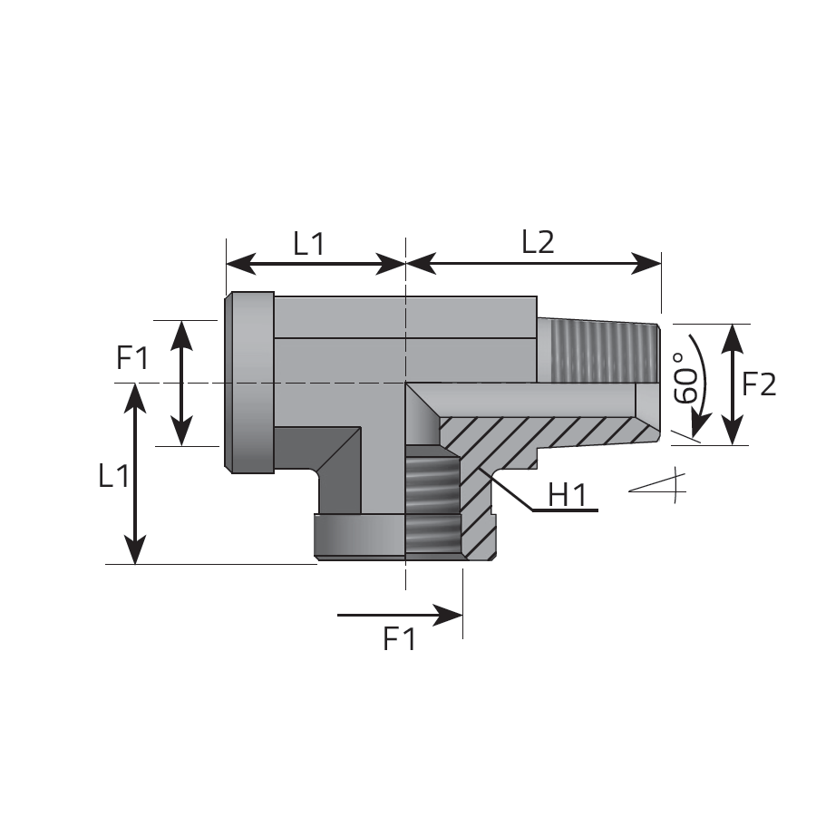 TEE ADAPTER Female BSPP - Female BSPP - MALE BSPT -  Vitillo