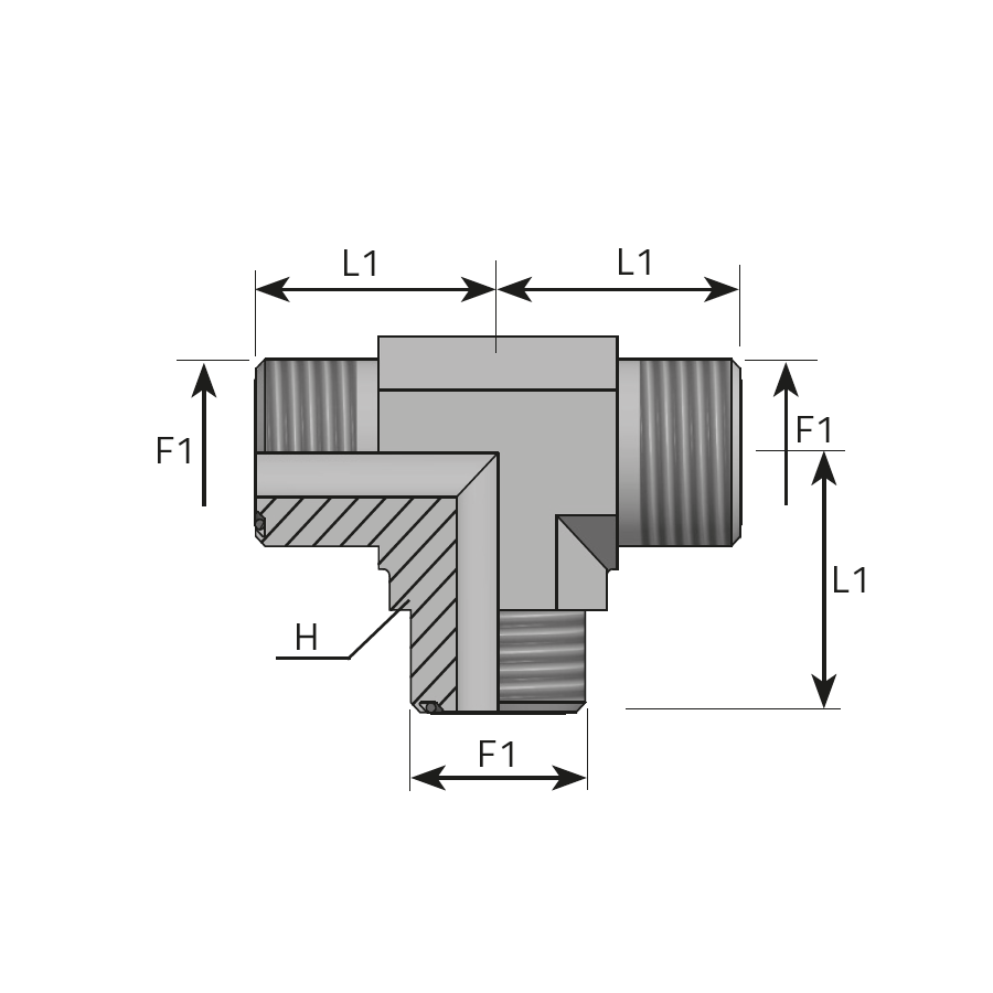 TEE ADAPTOR MALE ORFS