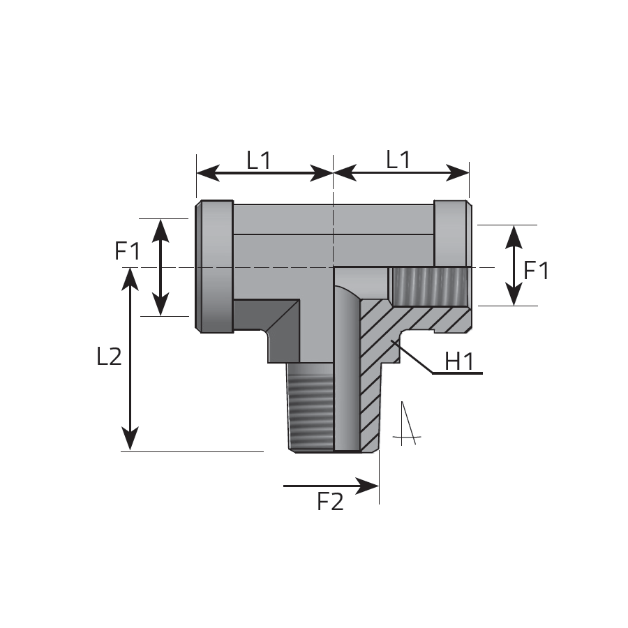 TEE FIXED ADAPTER FEMALE NPT - MALE NPT - FEMALE NPT