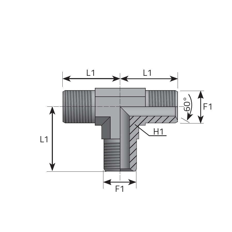 TEE MALE ADAPTER BSPP -  Vitillo